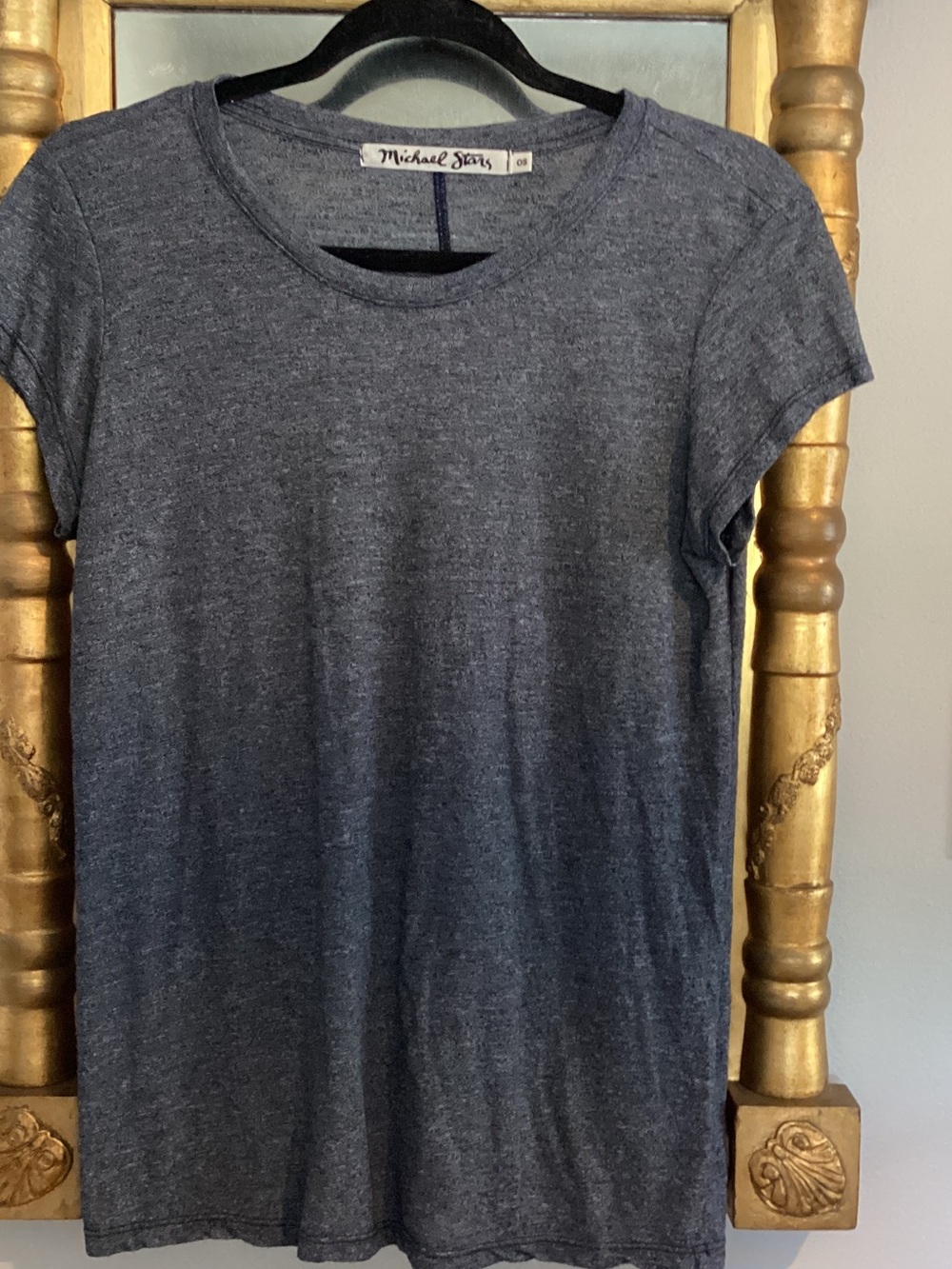Michael Stars Heathered Navy Short Sleeve Crew Tee